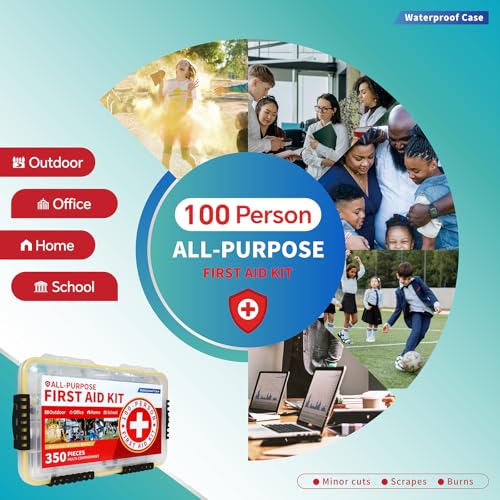 Prelady-350 Pieces All-Purpose 100-Person Emergency First Aid Kit – Waterproof Plastic Case | Clearly Organized for Fast Retrieval | Perfect for Home, Business, Workplace, Boat, Travel, Outdoor & Car