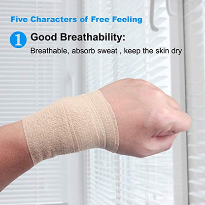 self Adhesive Bandage wrap,Cohesive Bandage,Medical Tape,Vet Wrap, Athletic Elastic Stretch Band, self Adhesive, Flexible, Breathable & idea for Sport Injury & Wound/Finger/Wrist (Pets Too) 2“x15ft