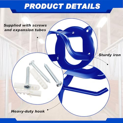 Dunzy 3 Counts Horse Bridle Rack Bracket Bridle Hooks Tack Storage Halter Hanger Metal Holder with Tubes and Screw for Horse Barn Supplies (Sapphire Blue) | Metal Horse Bridle Rack for Barn Storage, Includes Mounting Hardware and Anchors, Space Saving Hoo
