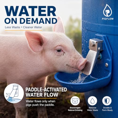 Threehoney Automatic Gravity-fed Pig Waterer for Show Pig & Farm Supplies