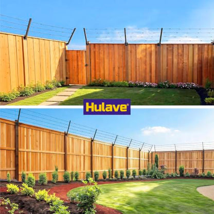 Hulave 8-Pack Angle 25° Fence Post Extender High 23" Fence Barbed Wire Extend Arm for Outdoor Fences to Increase Height for Privacy,Security Prevent Animals from Jumping and Breaking in (Matte Black) - size: 23.5in-25°Angles