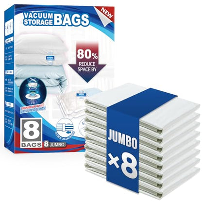 TAILI 8 Pack Vacuum Storage Bags, Jumbo Size (31×40 inch), Cream - size: 8 Jumbo