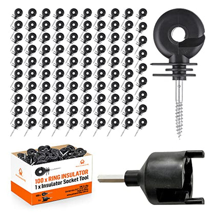 200 x Electric Fence Insulators Screw-in Wooden Posts - Suitable for Polytape Polywire Tape Rope Electric Wire