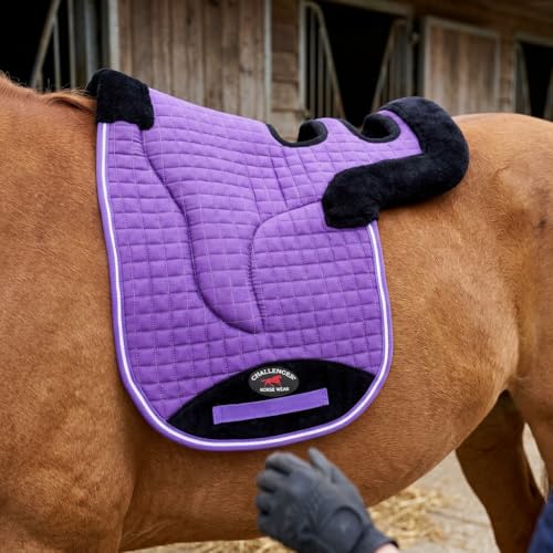Horse Contoured Fleece Lined Quilted English Saddle Pad Black 72153 - color: Purple