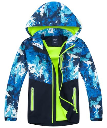 M2C Boys Girls Hooded Color Block Waterproof Fleece Lined Windbreaker Jacket - color: Camouflage Blue, size: 4-5T