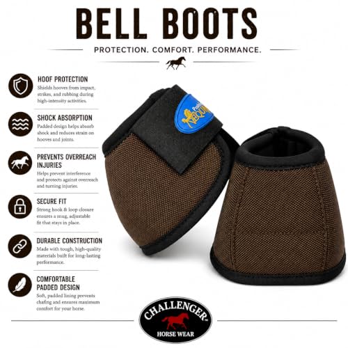 Horse Medium Ballistic Overreach No-Turn Bell Boots Brown 4109BR-M