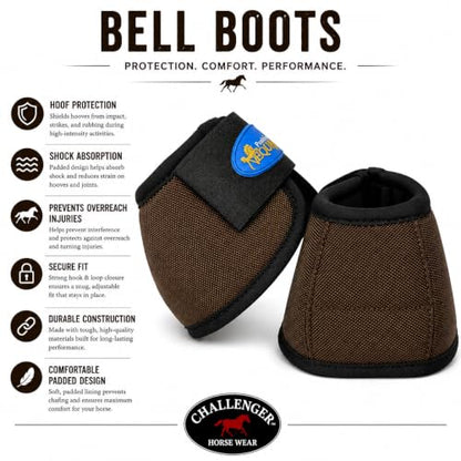 Horse Medium Ballistic Overreach No-Turn Bell Boots Brown 4109BR-M