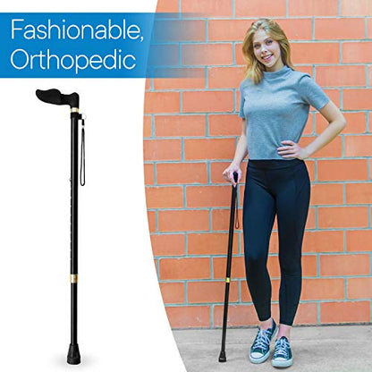 RMS Orthopedic Walking Cane - Offset Cane to Fit Individual's Palm Naturally - Ideal for Anyone with Arthritis or Carpal Tunnel Syndrome (Choose Left Hand or Right Hand)