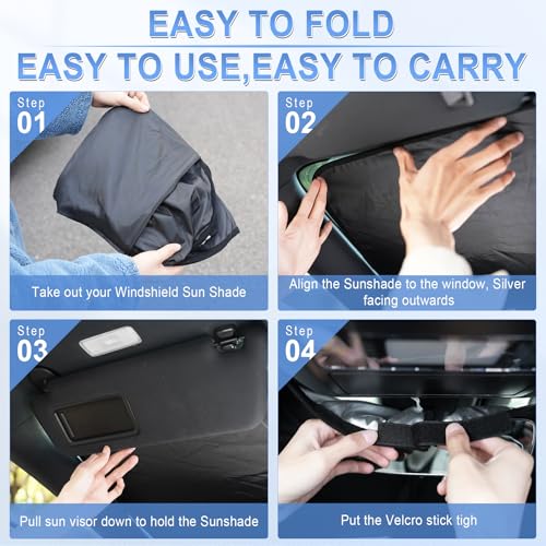 SINGARO 300T Universal Car Windshield Sun Shade, Foldable Reflective for Windshield & Window Shades with Overlapping Design, Car Interior Accessories (57" L x 30" W) - size: Car