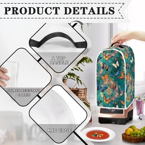 Blender Dust Cover Universal Small Appliance Covers Comfortable Stylish Stand Mixer Organizer for Kitchen Fashion Blender Cover Green Butterfly - color: Green Butterfly