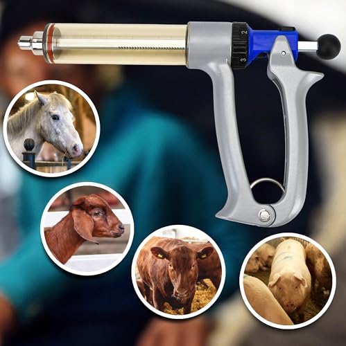 50ML Semi Adjustable Continuous Repeating Syringe Auto Injector – Livestock Pump Automatic Injectors for Syringes – Cattle, Cow, Goat, Sheep, Pig Veterinary Tool