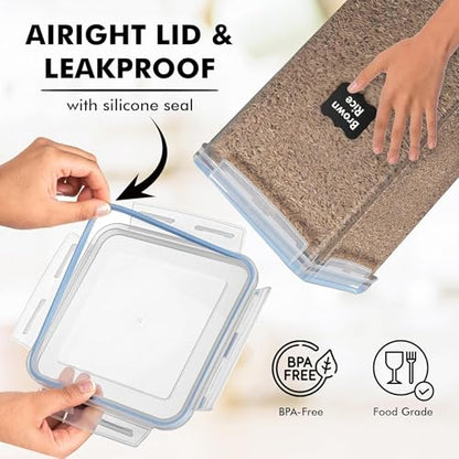 WHITE FEATHER SUPPLIES 2 PC [7 Qt / 6.5L / 220 Oz] Large Food Storage Containers with Lids Airtight - BPA Free Clear Plastic Kitchen and Pantry Storage Containers for Cereal, Flour, Sugar, Rice - color: Clear - 2 Pack