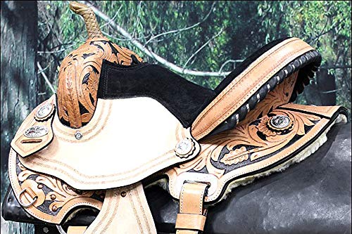 HILASON Western Horse Saddle American Leather Flex Trail Barrel Black | for Horses - size: 17 In