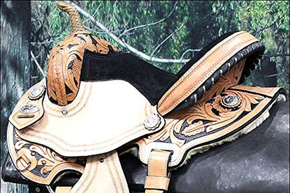 HILASON Western Horse Saddle American Leather Flex Trail Barrel Black | for Horses - size: 17 In