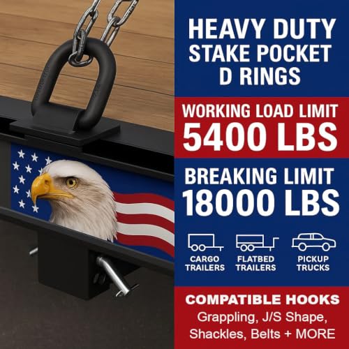 Stake Pocket D Rings Heavy Duty 18000lbs Trailer Tie Down Anchors 4Pack