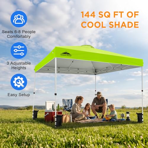 EAGLE PEAK 12x12 Pop Up Canopy Tent Easy Up Canopy Outdoor, Neon Green - color: Neon Green, size: 12x12