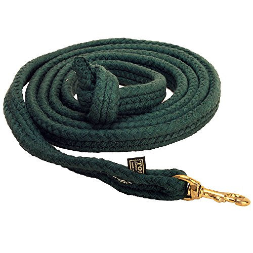 Tory Leather Flat Braided Cotton Rope Lead with Brass Snap - color: Dark Green