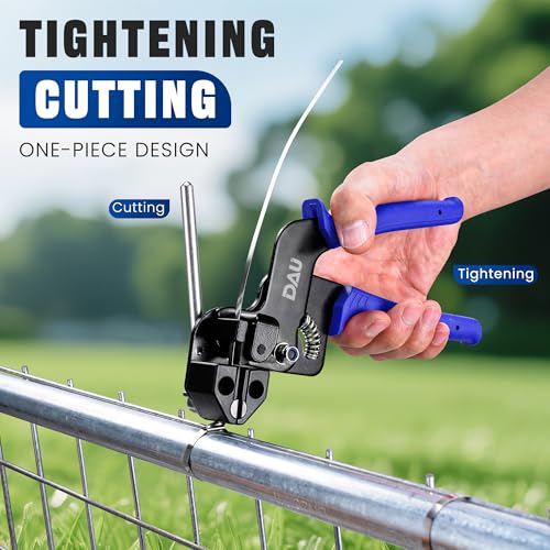 DAU Stainless Steel Cable Tie Gun Kit-150PCS Metal Zip Ties (3 Sizes), Tensioning/Cutting Tool for Fencing, Chicken Coop, Cable Bundling, Exhaust Repair & Structural Reinforcement