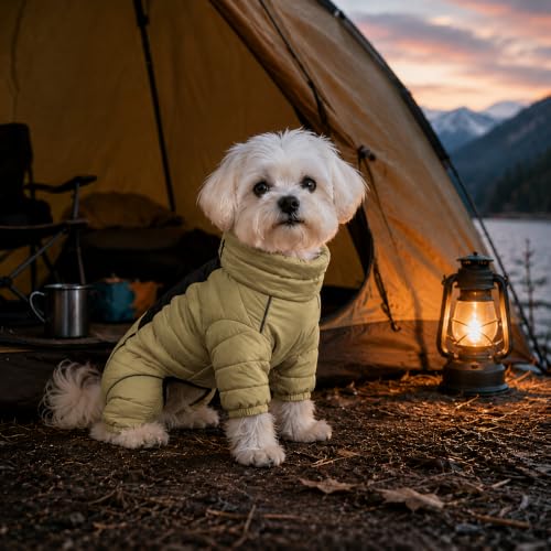 LoveLongLong Dog Coat - Warm & Waterproof Reflective Dog Jacket, Zippered & Adjustable, Olive Green, S, M, L - color: Olivegreen, size: M (11.5inch Back)