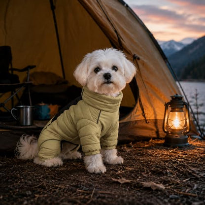 LoveLongLong Dog Coat - Warm & Waterproof Reflective Dog Jacket, Zippered & Adjustable, Olive Green, S, M, L - color: Olivegreen, size: M (11.5inch Back)