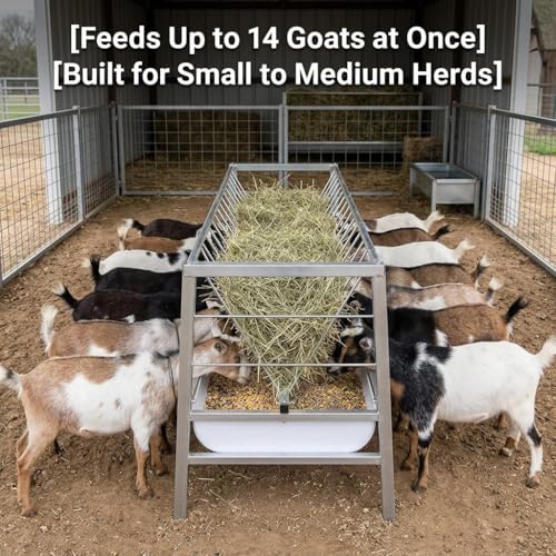 Heavy Duty Stainless Steel Feeder Hay for Goat, Sheep and Livestock Animals - 87 Gallon Large Capacity, Exact Dimensions 59 x 33.4 x 19.6in, Ideal for Efficient Feeding of Horses and Other Farm