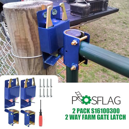 2 Pack S16100300 2 Way Farm Tube Gate Latch for Metal Tube Gates