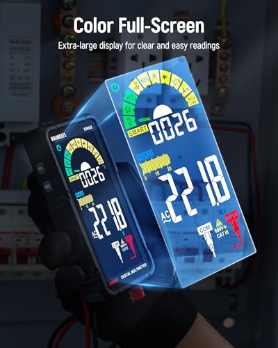 KAIWEETS Smart Multimeter Rechargeable Electrical Tester with Auto Ranging Digital Voltmeter Measures Voltage Current Resistance Continuity Capacitance Temperature Frequency NCV 6000 Counts TRMS - size: KM602 Full-Screen Smart Multimeter