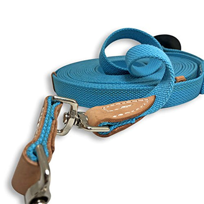 35' Flat Cotton Web Lunge Line with Bolt Snap & Rubber Stop - By Southwestern Equine (35', Turquoise) - color: Turquoise, size: 35'