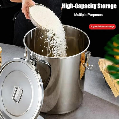 3.17Gal 304 Stainless Steel Airtight Canister,Metal Bucket Large Stainless Steel Canisters - Locking Clamp & Airtight Lids - Dog Food/Bird Seed/Coffee Storage Container - color: 3.17 GAL