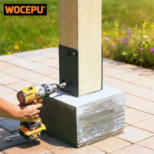 2 pack Heavy Duty Stainless Steels U-Shape 6"x6"(Actual 5.5"x5.5") Wet Concrete Fence Post Holder for Terrace psot base, Wood Gazebo, Fences, Deck railings wood post bracket anchors (Dark Grey) - size: 6"x6"(Actual 5.5"x5.5")