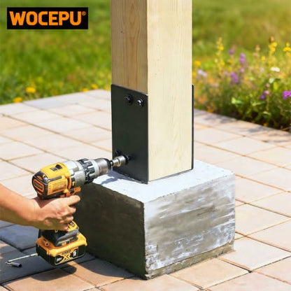 2 pack Heavy Duty Stainless Steels U-Shape 6"x6"(Actual 5.5"x5.5") Wet Concrete Fence Post Holder for Terrace psot base, Wood Gazebo, Fences, Deck railings wood post bracket anchors (Dark Grey) - size: 6"x6"(Actual 5.5"x5.5")