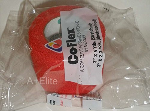 Andover CO-Flex 2"x5Yds Red 3-Pack Cohesive Flexible Elastic Latex Bandage Compression Self Adherent Wrap Kids Children Vet Animals Pets Cats Dogs Horses 3200RD