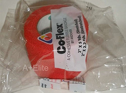 Andover CO-Flex 2"x5Yds Red 3-Pack Cohesive Flexible Elastic Latex Bandage Compression Self Adherent Wrap Kids Children Vet Animals Pets Cats Dogs Horses 3200RD