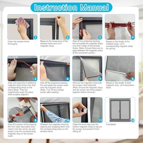 Magnetic RV Window Screen, Max 36 x 56" + Corner & Wind Clips for 2 Windows - size: 3-Pack