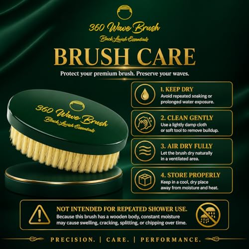 360 Wave Brush, Build Deeper Waves, Soft & Hard Boar Bristle Curved Brush, Black Lavish Essentials Signature (Soft, Emerald Green) - color: Emerald Green, size: Soft Brush