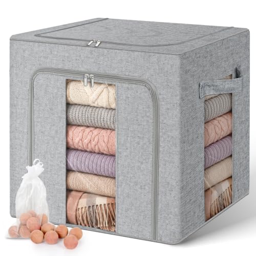 Cirhy Cashmere Sweater Storage Bag with Cedar Balls & Steel Frame, 50L,Grey - style: 50L-Grey-1pcs
