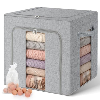 Cirhy Cashmere Sweater Storage Bag with Cedar Balls & Steel Frame, 50L,Grey - style: 50L-Grey-1pcs