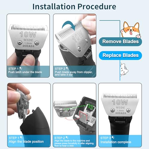 Sizi 10W Dog Grooming Clipper Replacement Blades, Compatible with Ainds, Oster A5, Wahl Km10 and Other Series Clippers, Blade Size-10W Cut Length 1/16"(1.5mm) - color: 10w