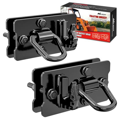 Nilight Tractor Bucket Grab Hook with Tie-Down Ring & Back Plate - color: Black, size: Hooks w/ Ring