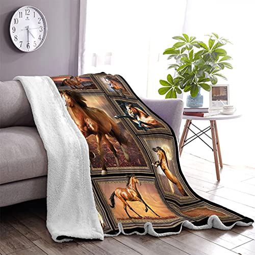 Cozy Horse Print Throw Blanket for Girls - Warm & Comfy, 50"x60" Western Horse Blanket - size: 50" x 60"
