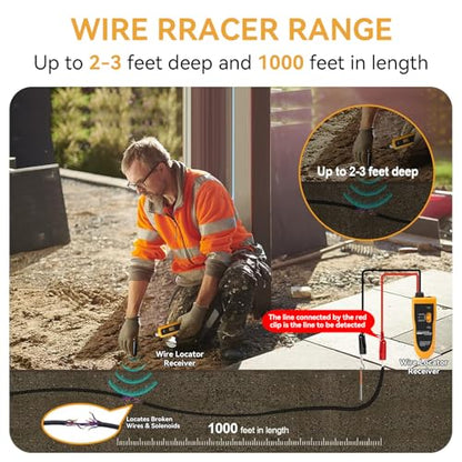 Underground Wire Locator Cable Tester F02 Tracker with Earphone for Locate Buried and Hidden Wires and Cables Pet Fence Wires and Other Hidden-Wires - color: Yellow