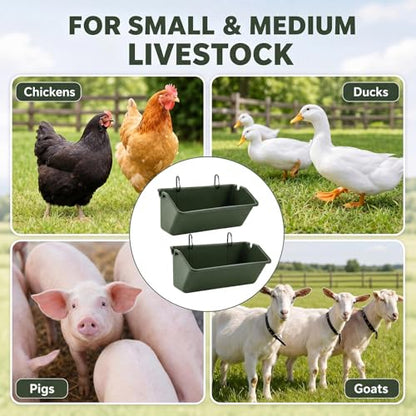Wenqik 10 Pack Chicken Feeder,5 Quart Hanging Goat Waterer,Green - color: Green