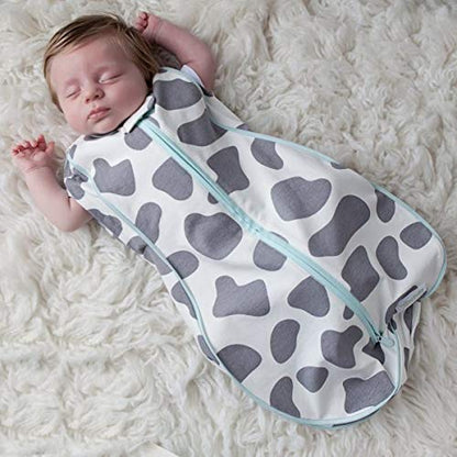 Woombie Grow with Me Baby Swaddle, Convertible Swaddle Fits Babies 0-9 Months, Expands to Wearable Blanket for Babies Up to 18 Months, Moo Gray - color: Moo Gray, style: Grow With Me