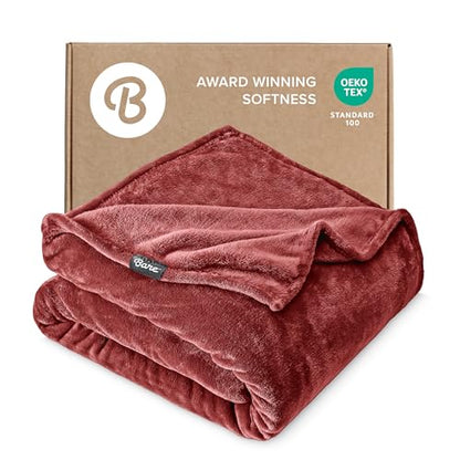 Bare Home Fleece Blanket Luxury Microplush (Full/Queen, Rosewood) - color: 24 - Rosewood, size: Full/Queen