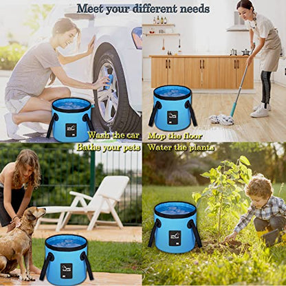 Esthesia Collapsible Bucket, 5 Gallon Portable Folding Water Container for Travelling, Camping, Hiking, Fishing, Gardening - color: Blue