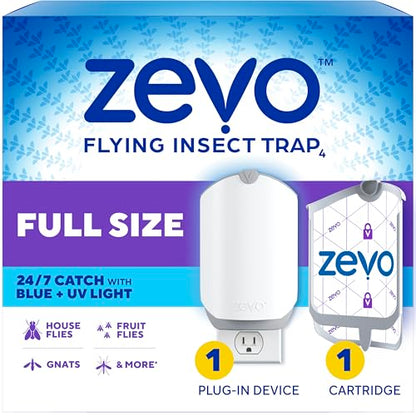 Zevo Flying Insect Trap for Fruit Flies & Gnats, 1 Plug-in Base & 1 Refills - style: 1 Device & 1 Cartridge