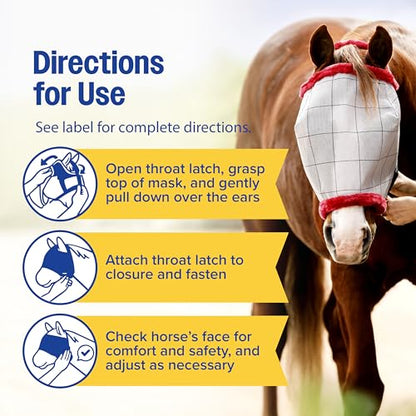 Farnam SuperMask II Horse Fly Mask Without Ears, Protects Eyes, XL Size - size: Extra Large Horse