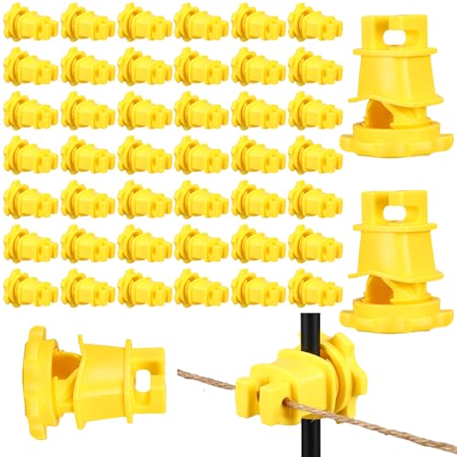 Frienda 100 Pcs Electric Fence Wire Insulators, Screw Round Post, Yellow - color: Yellow