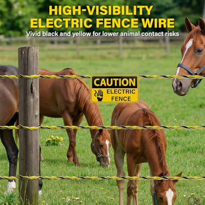 Electric Fence Wire 656Ft 200M - 6 Stainless Steel Strands Polywire for Reliable Conductivity - Electric Fence Poly Wire for Portable Livestock Fencing - size: 656 Feet/200 Meters