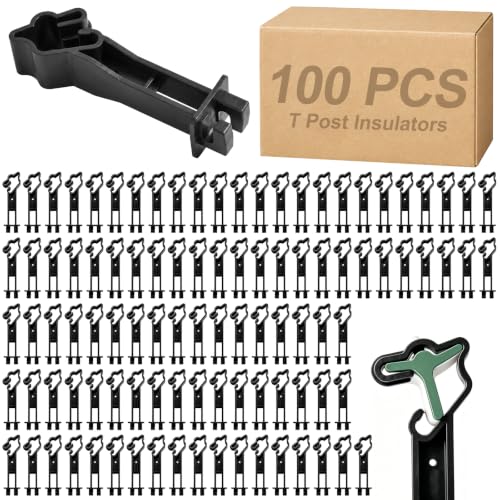 100 Pcs Reversed Extender Insulator Snap Fit T Post Extender Insulators Fit for Electric Fence Wire Clips for Yard, Agricultural Ranch & Farm Fence, Black - color: Black, size: 100 PCS